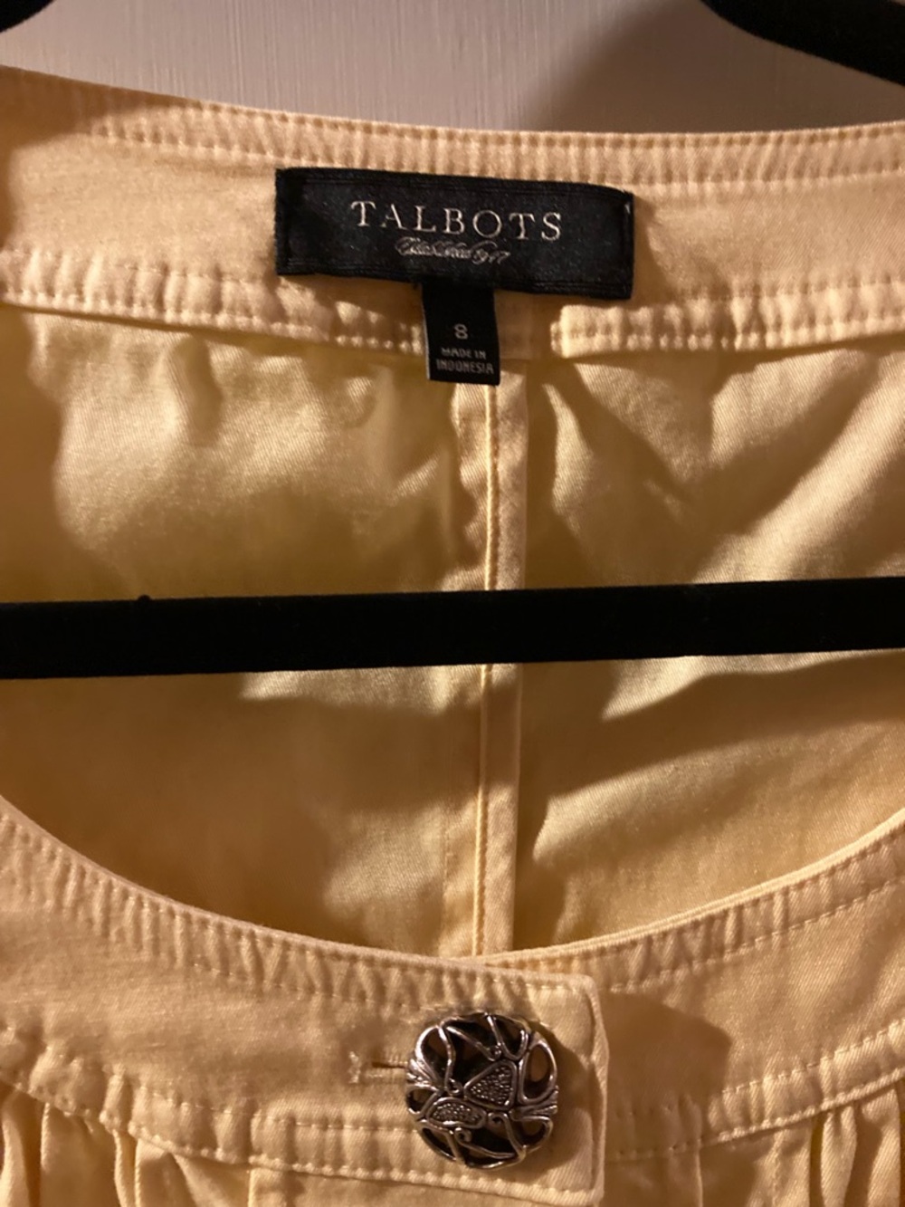 Talbots Pale Yellow Button-Front Peplum Top - Picture 2 of 4